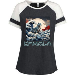 Blue Cats Wave For Kamala Funny Catzilla Enza Ladies Jersey Colorblock Tee