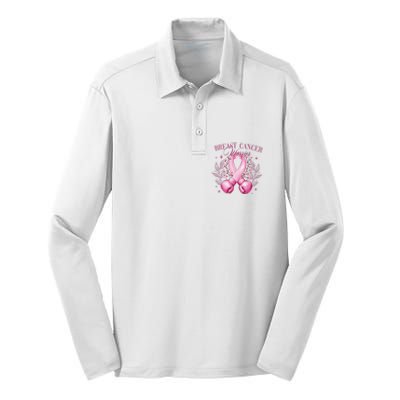 Breast Cancer Warrior Fighter Silk Touch Performance Long Sleeve Polo