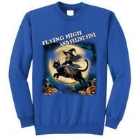 Black Cat Witch Full Moon Vintage Halloween Feline Rider Gift Sweatshirt