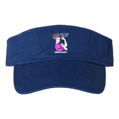 Breast Cancer Warrior Unbreakable Breast Cancer Awareness Cool Gift Valucap Bio-Washed Visor