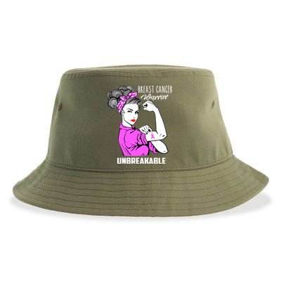 Breast Cancer Warrior Unbreakable Breast Cancer Awareness Cool Gift Sustainable Bucket Hat