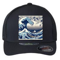 Blue Cats Wave For Kamala Funny Cat Ladies Flexfit Unipanel Trucker Cap