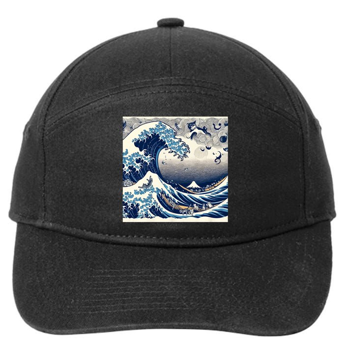 Blue Cats Wave For Kamala Funny Cat Ladies 7-Panel Snapback Hat