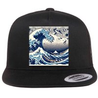 Blue Cats Wave For Kamala Funny Cat Ladies Flat Bill Trucker Hat