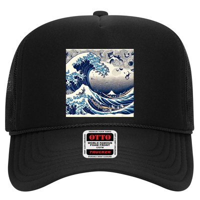 Blue Cats Wave For Kamala Funny Cat Ladies Trucker Hat