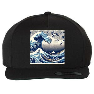 Blue Cats Wave For Kamala Funny Cat Ladies Wool Snapback Cap