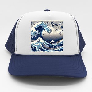 Blue Cats Wave For Kamala Funny Cat Ladies Trucker Hat