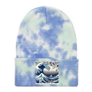 Blue Cats Wave For Kamala Funny Cat Ladies Tie Dye 12in Knit Beanie