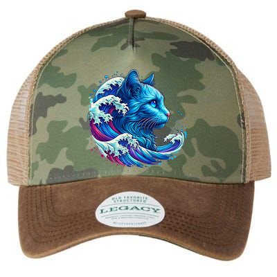 Blue Cat Wave Illustrations Legacy Tie Dye Trucker Hat