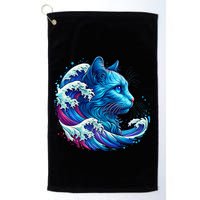 Blue Cat Wave Illustrations Golf Towel