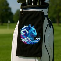 Blue Cat Wave Illustrations Golf Towel