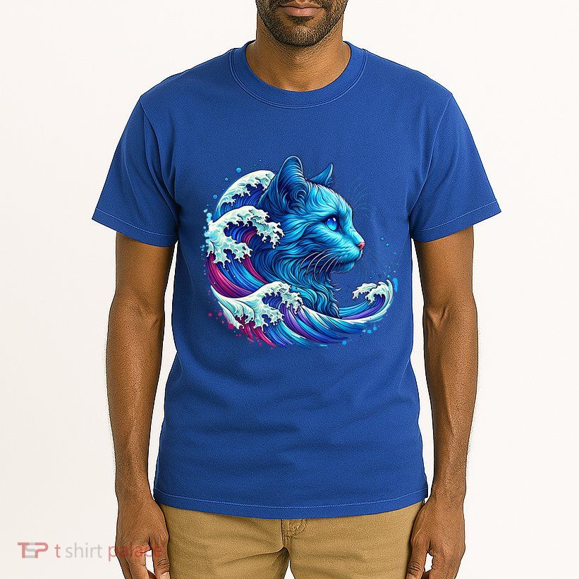 Blue Cat Wave Illustrations Tall T-Shirt
