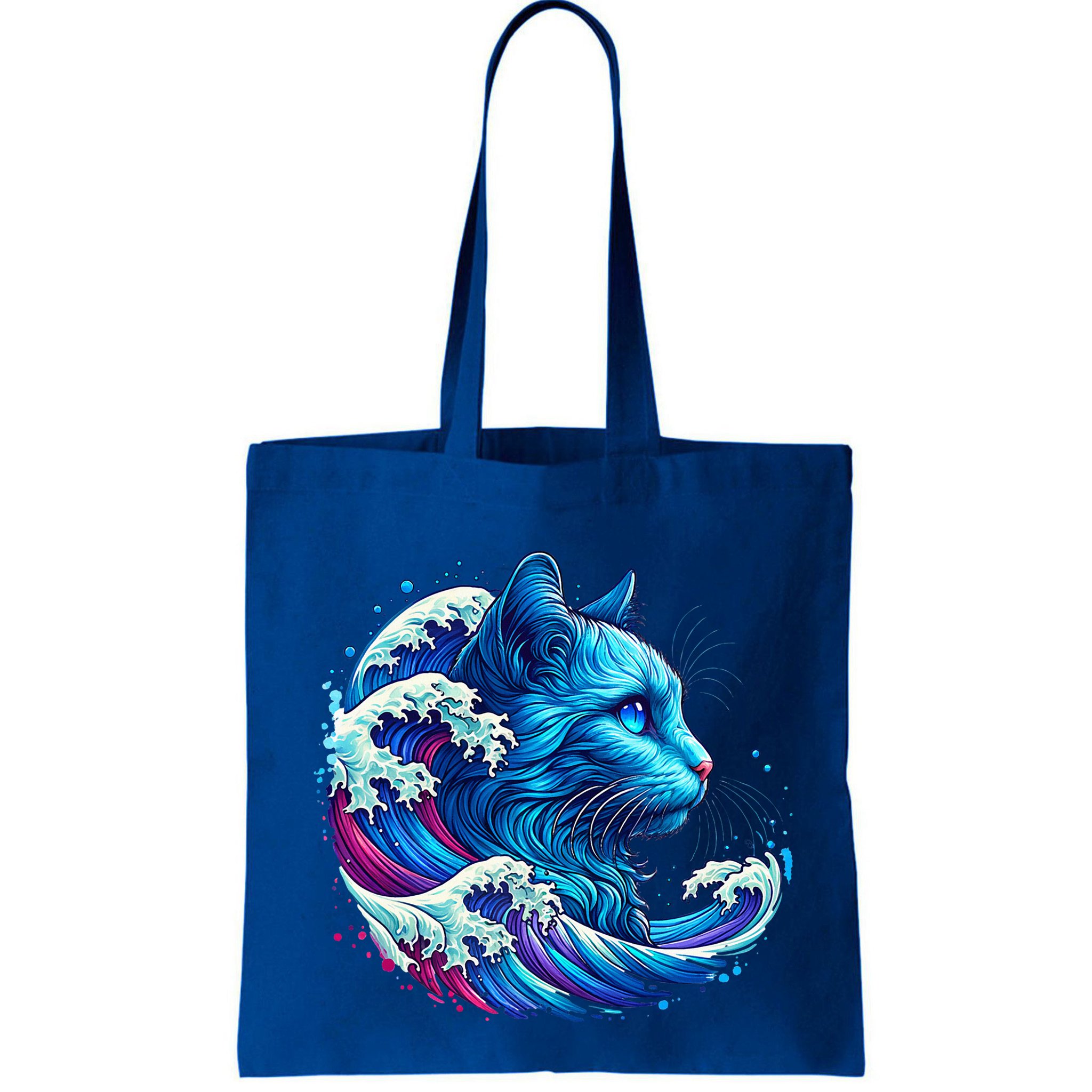 Blue Cat Wave Illustrations Bag