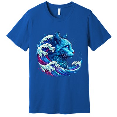 Blue Cat Wave Illustrations Premium T-Shirt