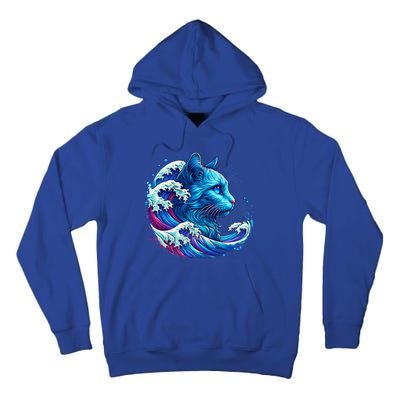 Blue Cat Wave Illustrations Tall Hoodie