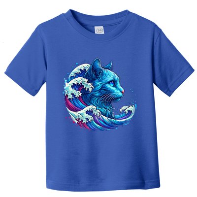 Blue Cat Wave Illustrations Toddler T-Shirt