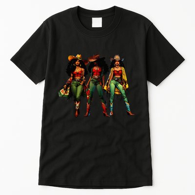 Black Cowgirl Western Rodeo Melanin Juneteenth Freedom Texas Tall T-Shirt