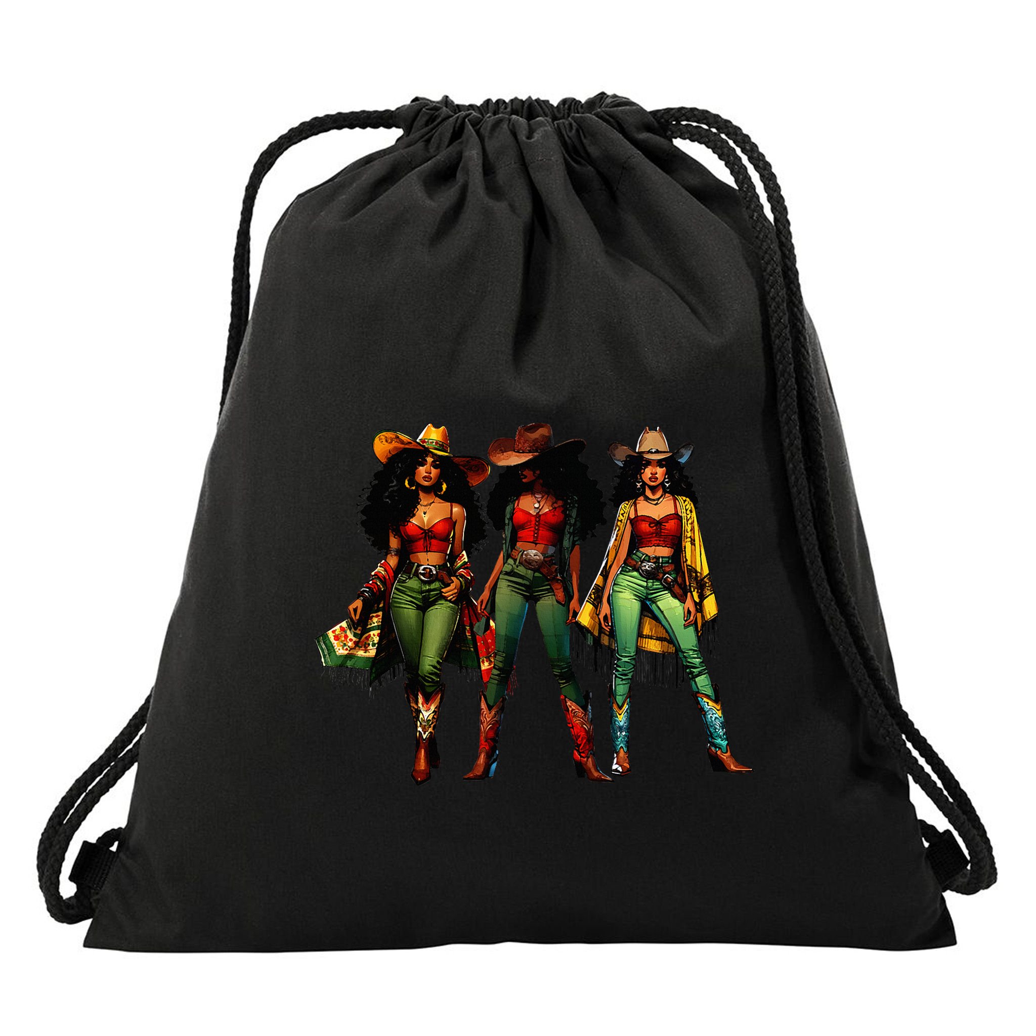 Black Cowgirl Western Rodeo Melanin Juneteenth Freedom Texas Drawstring Bag