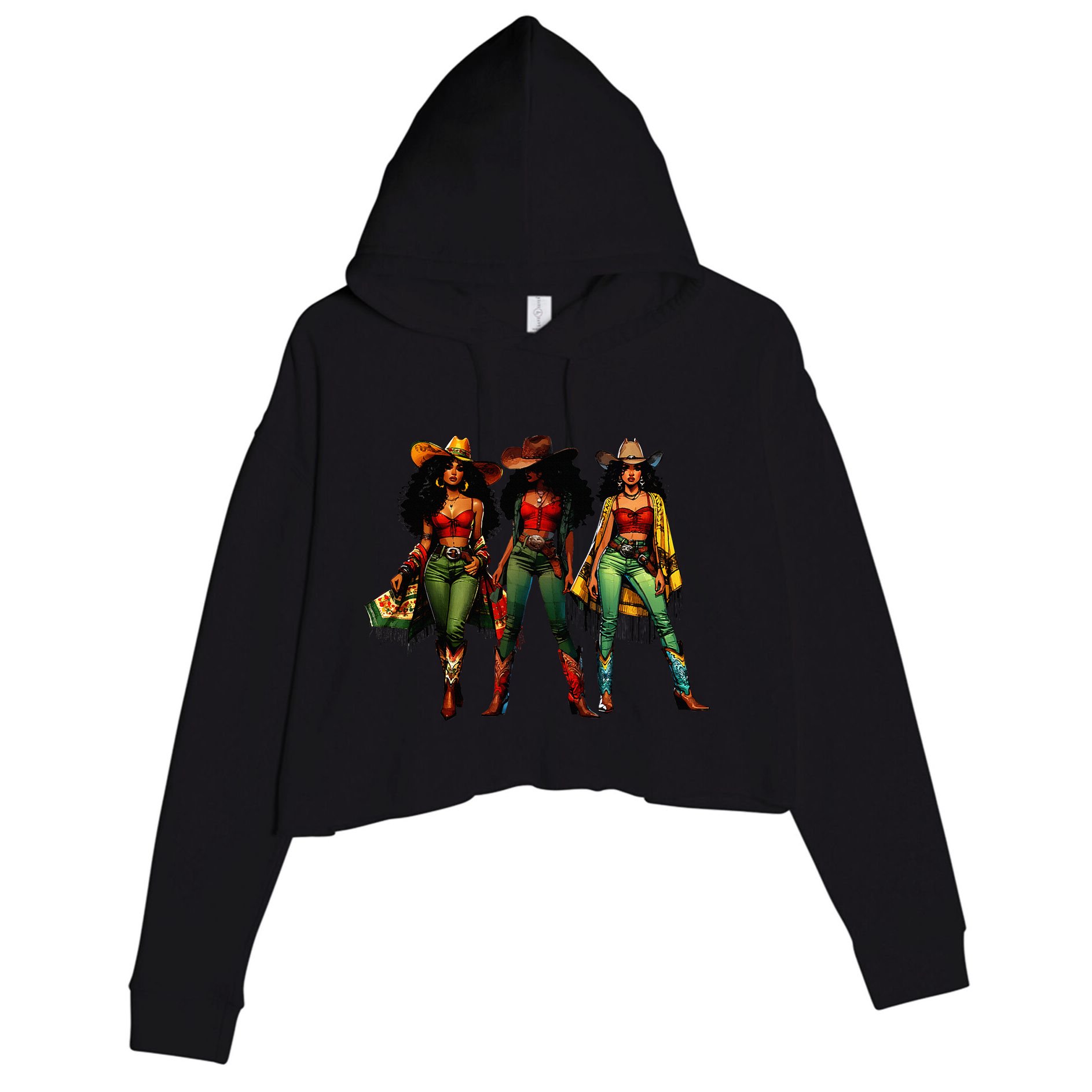 Black Cowgirl Western Rodeo Melanin Juneteenth Freedom Texas Crop Fleece Hoodie