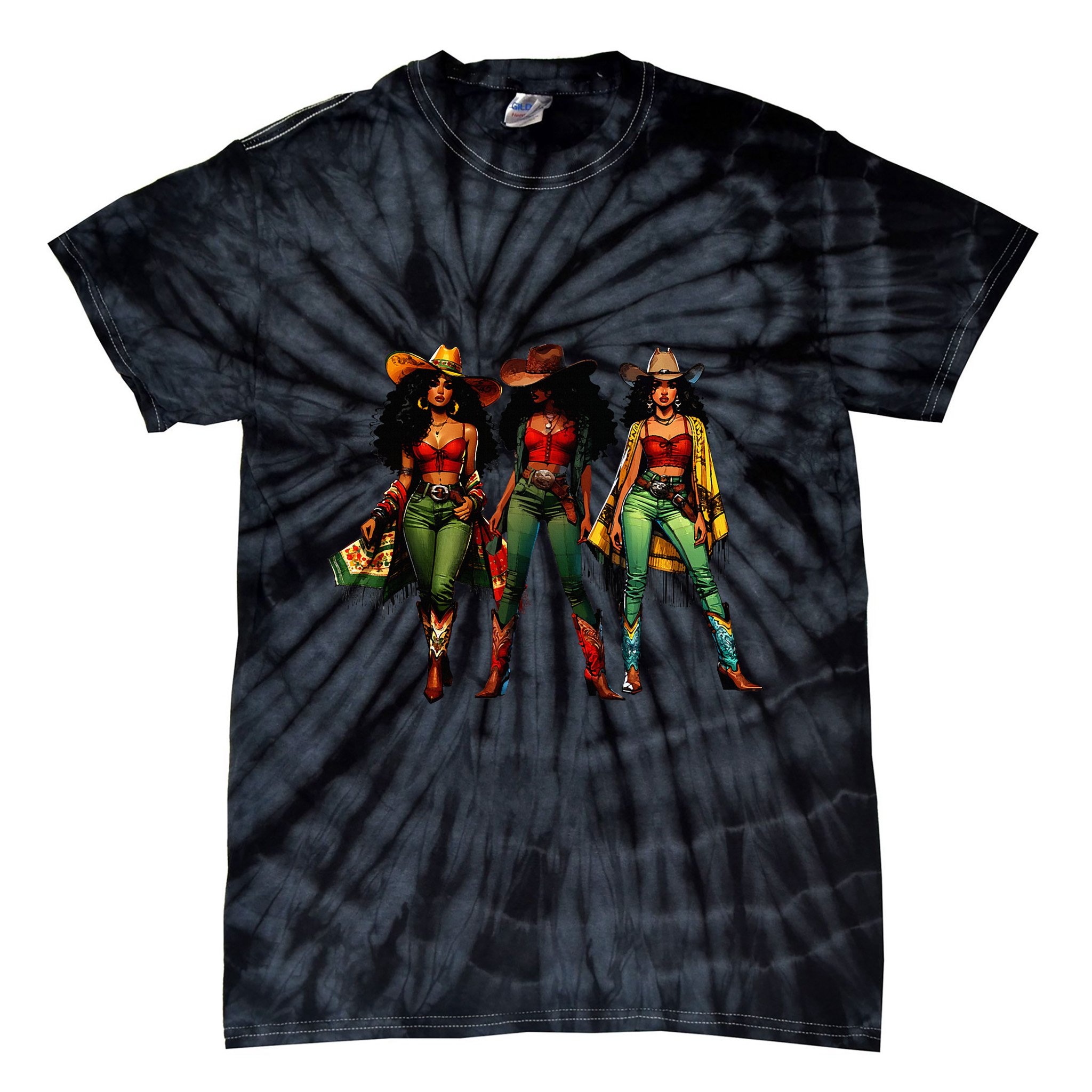 Black Cowgirl Western Rodeo Melanin Juneteenth Freedom Texas Tie-Dye T-Shirt