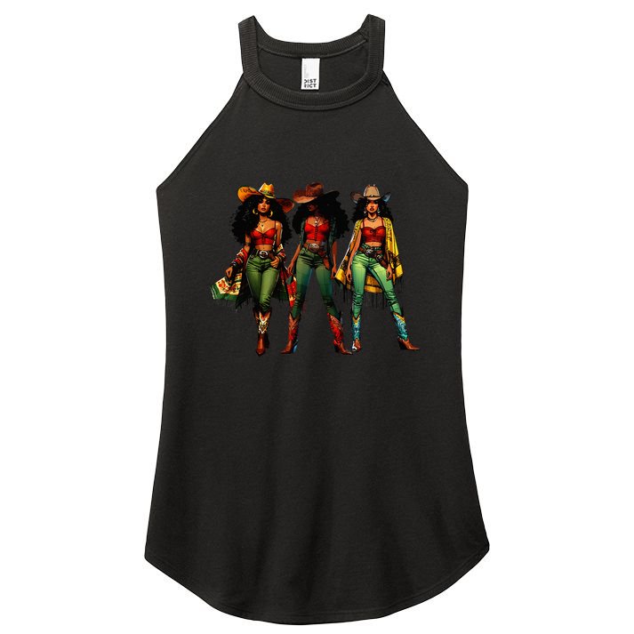 Black Cowgirl Western Rodeo Melanin Juneteenth Freedom Texas Women's Perfect Tri Rocker Tank