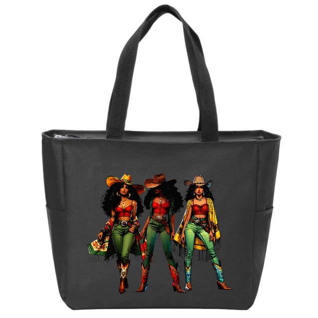 Black Cowgirl Western Rodeo Melanin Juneteenth Freedom Texas Zip Tote Bag