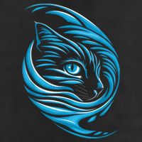Blue Cat Wave 7 Panel Mesh Trucker Snapback Hat