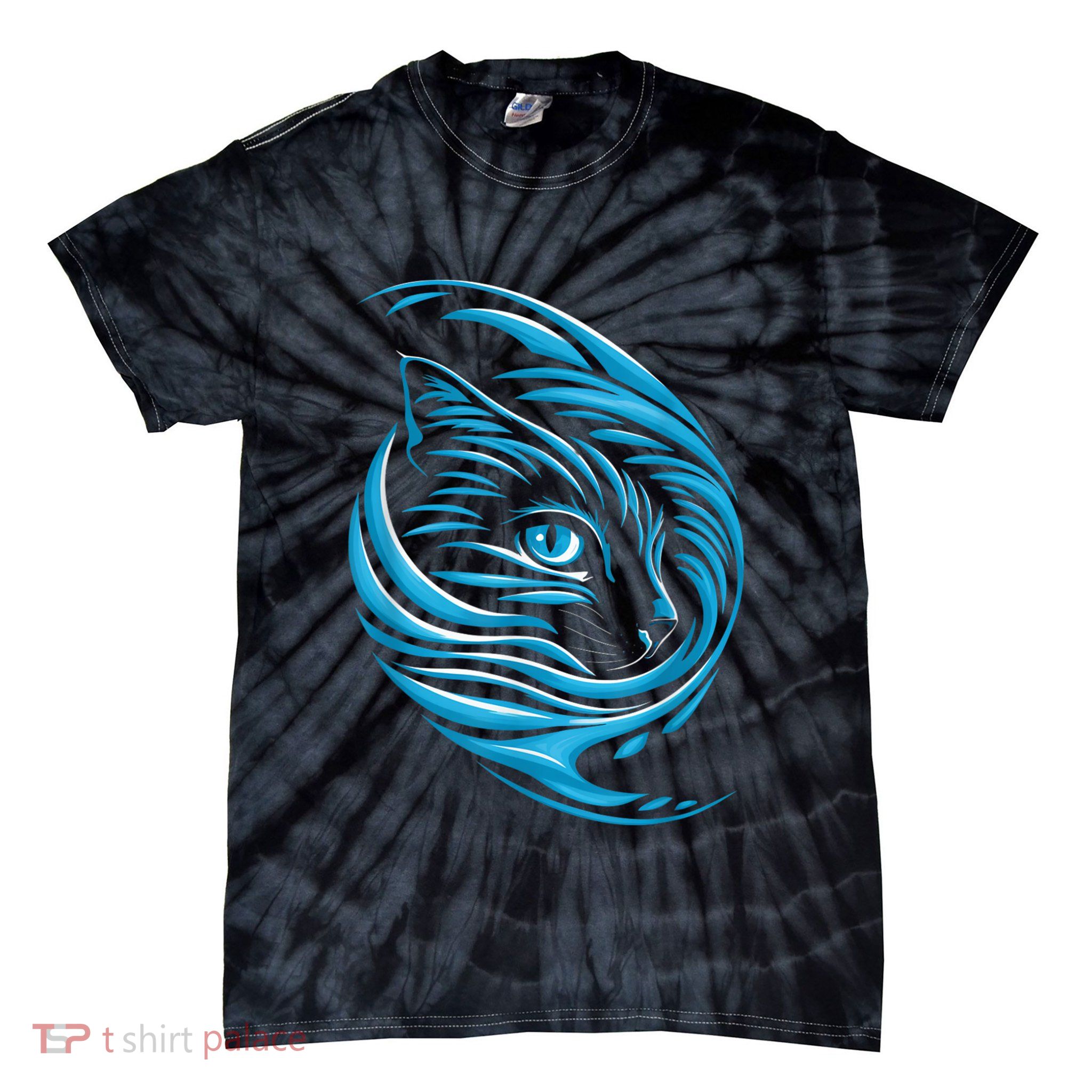 Blue Cat Wave Tie-Dye T-Shirt