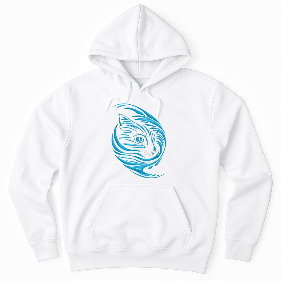 Blue Cat Wave Hoodie