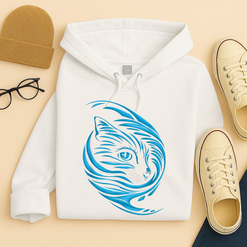 Blue Cat Wave Hoodie