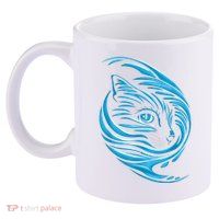Blue Cat Wave 11oz C Handle Ceramic Mug