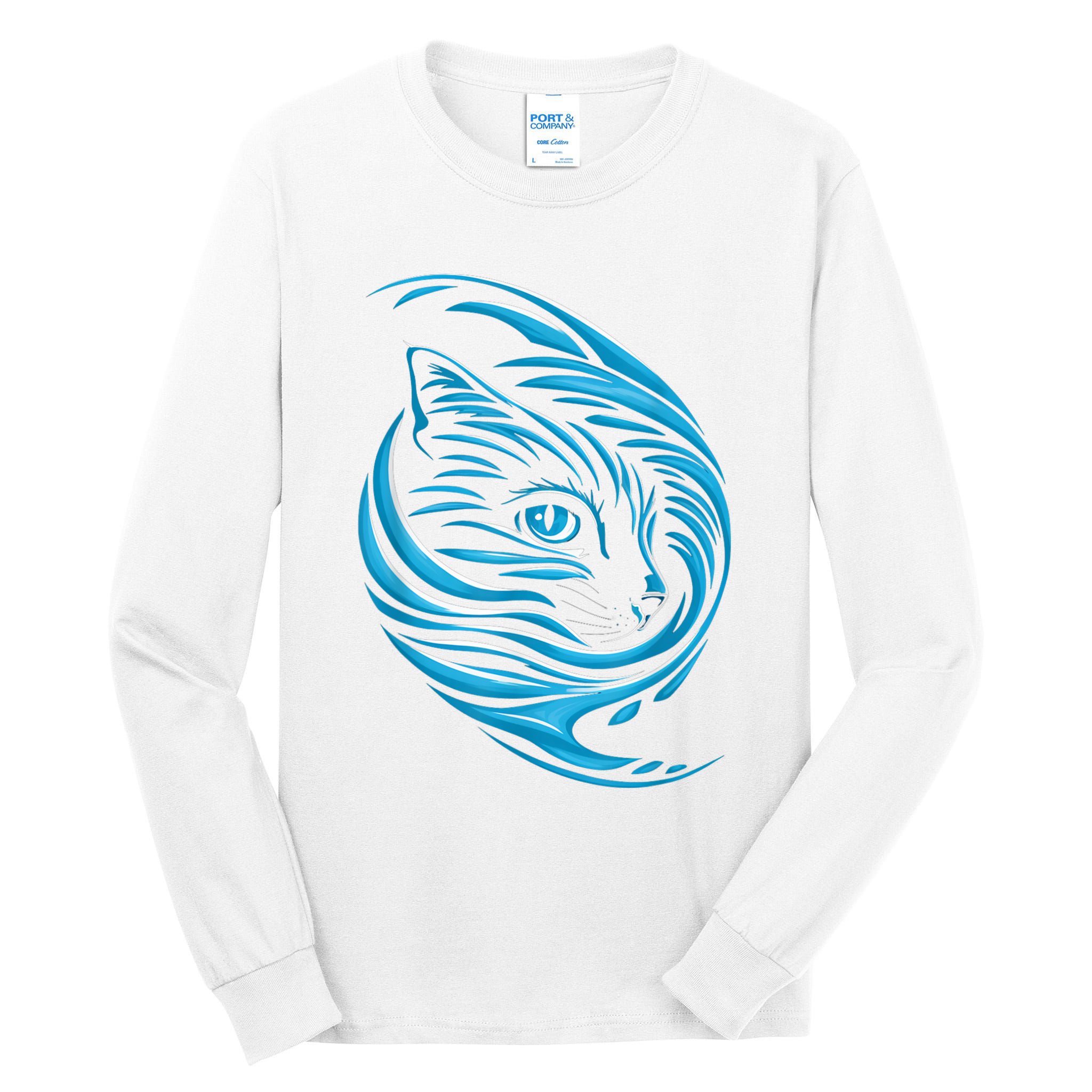 Blue Cat Wave Tall Long Sleeve T-Shirt