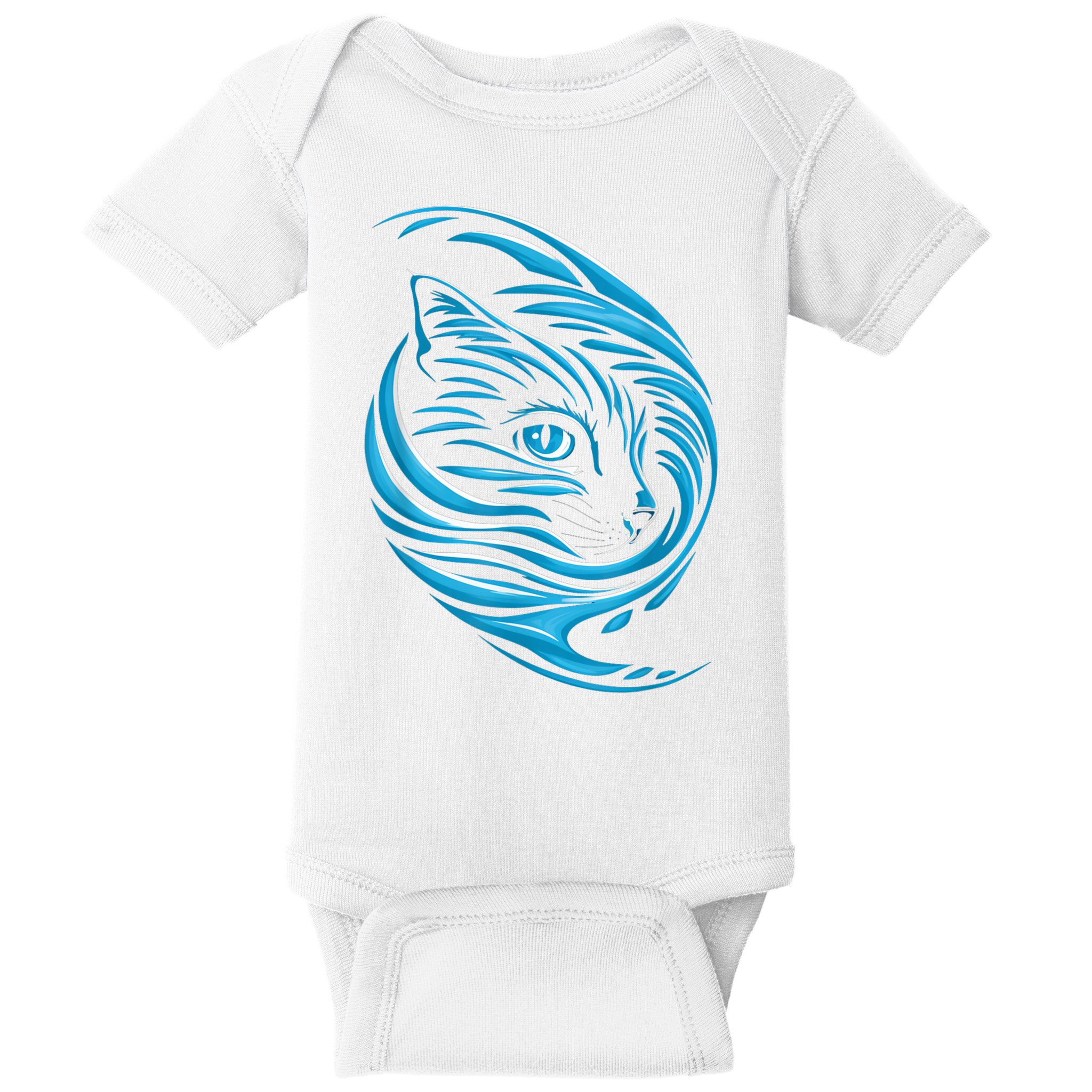 Blue Cat Wave Baby Bodysuit