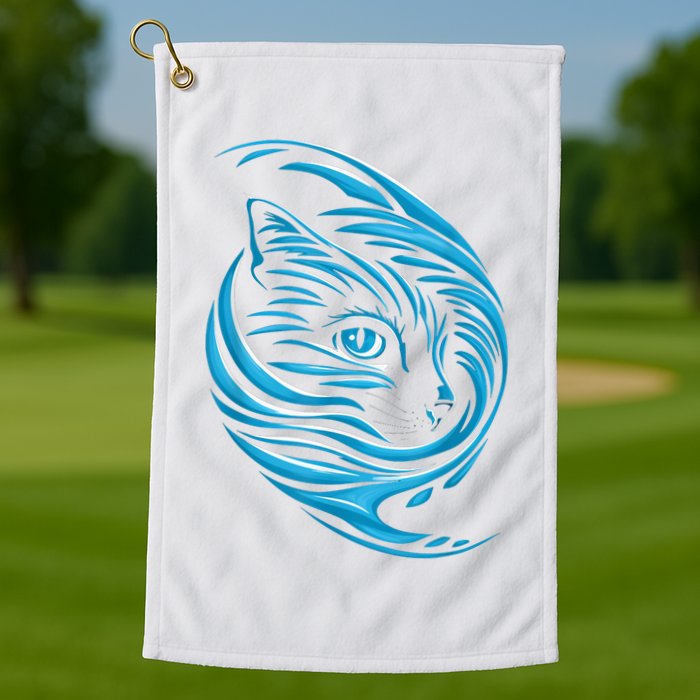 Blue Cat Wave Golf Towel