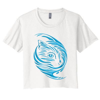 Blue Cat Wave Crop Top