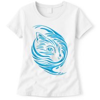 Blue Cat Wave Womens T-Shirt