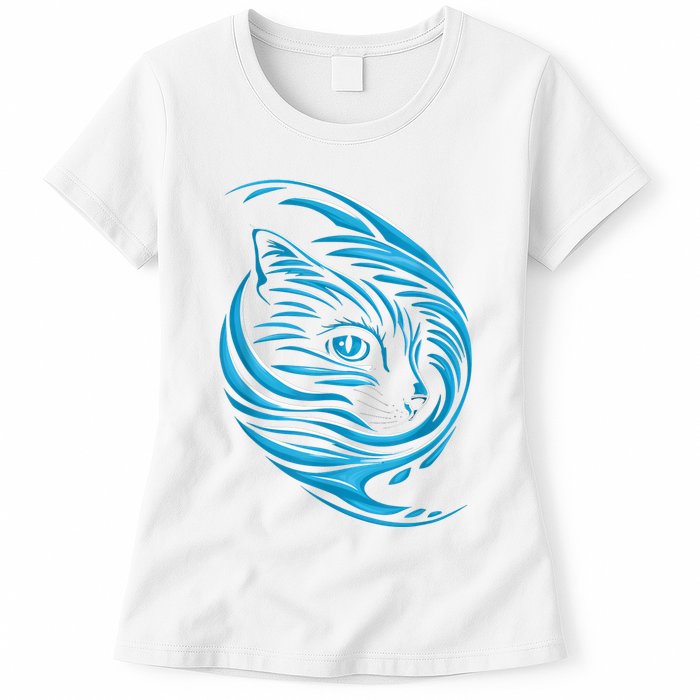 Blue Cat Wave Womens T-Shirt