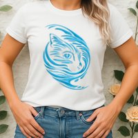 Blue Cat Wave Womens T-Shirt