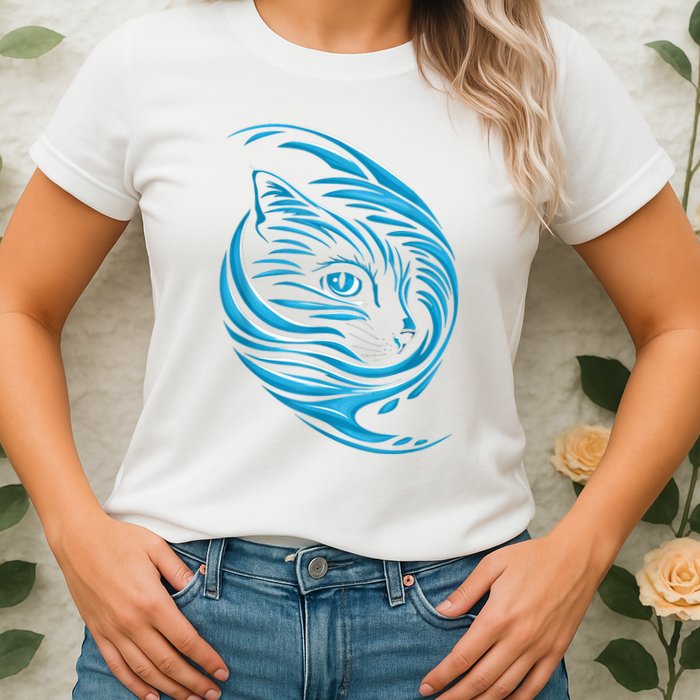 Blue Cat Wave Womens T-Shirt