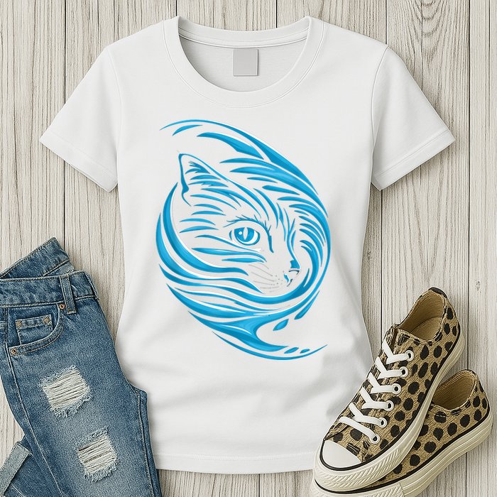 Blue Cat Wave Womens T-Shirt