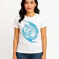 Blue Cat Wave Womens T-Shirt