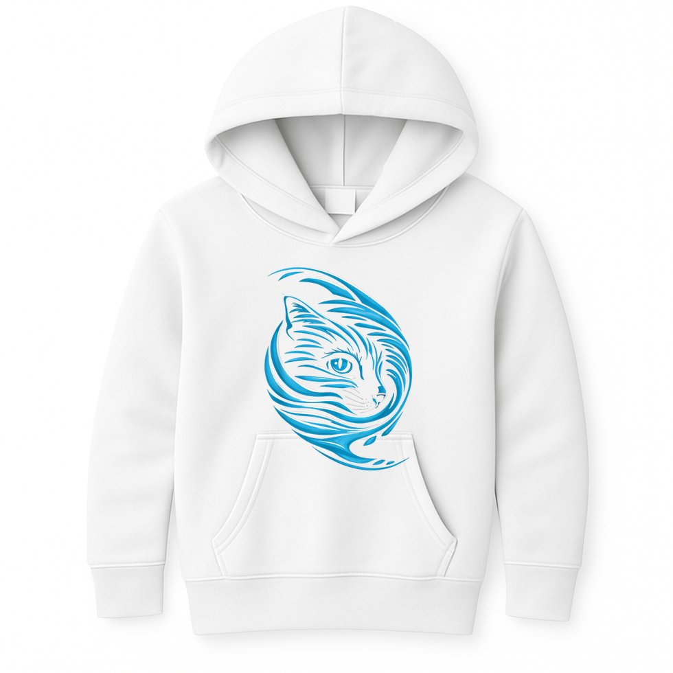 Blue Cat Wave Kids Hoodie