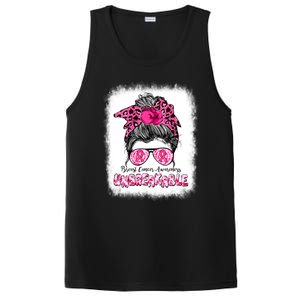 Breast Cancer Warriors Messy Bun Pink Ribbon Unbreakable Funny Gift PosiCharge Competitor Tank