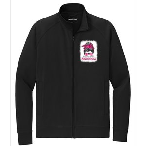 Breast Cancer Warriors Messy Bun Pink Ribbon Unbreakable Funny Gift Stretch Full-Zip Cadet Jacket