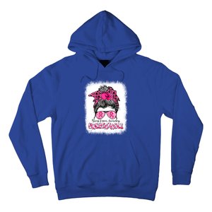 Breast Cancer Warriors Messy Bun Pink Ribbon Unbreakable Funny Gift Hoodie