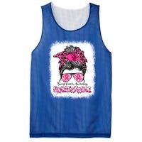 Breast Cancer Warriors Messy Bun Pink Ribbon Unbreakable Funny Gift Mesh Reversible Basketball Jersey Tank