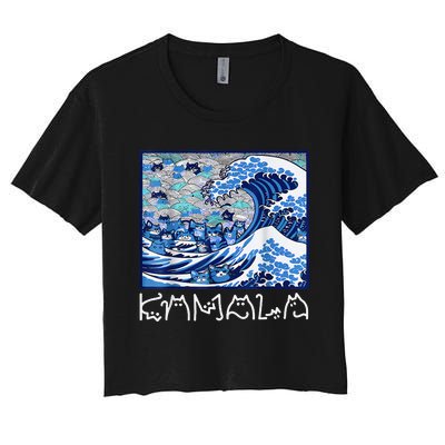 Blue Cats Wave For Kamala Funny Gift Women's Crop Top Tee