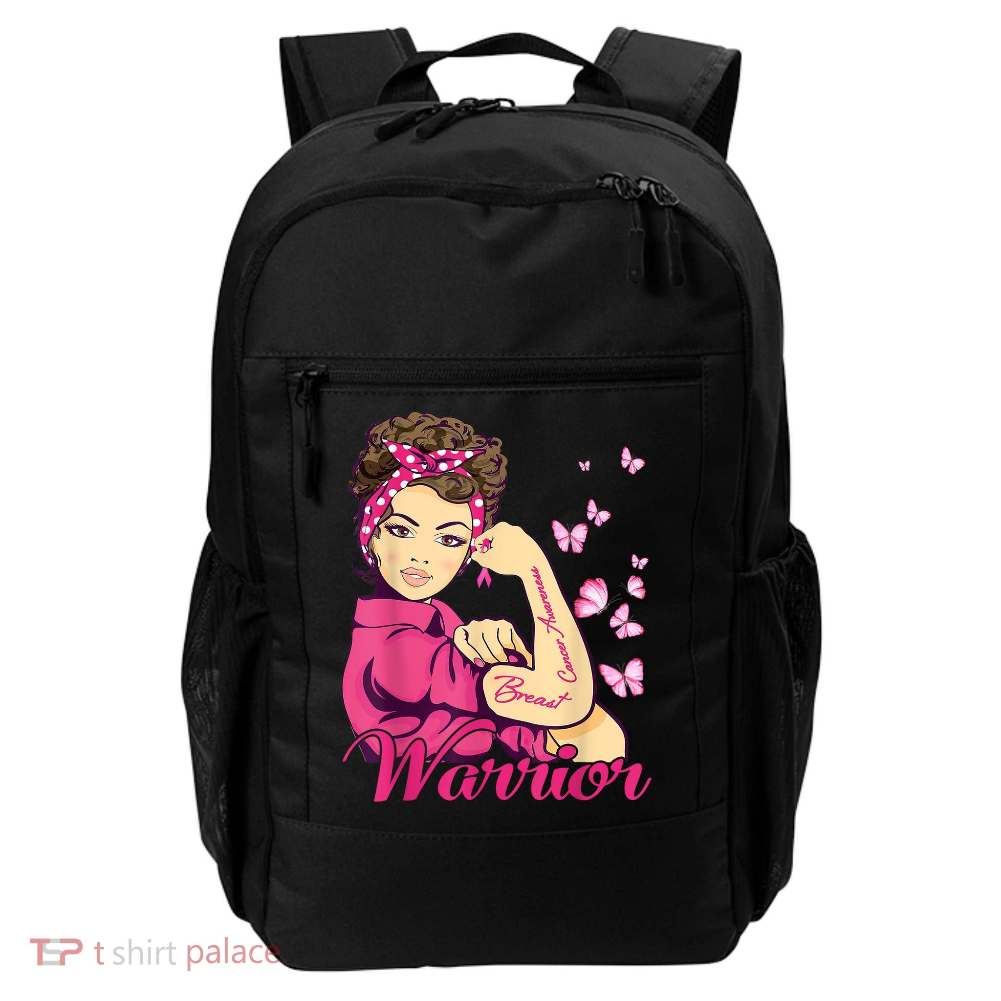 Breast Cancer Warrior Rosie Riveter Pink Ribbon Unbreakable Backpack
