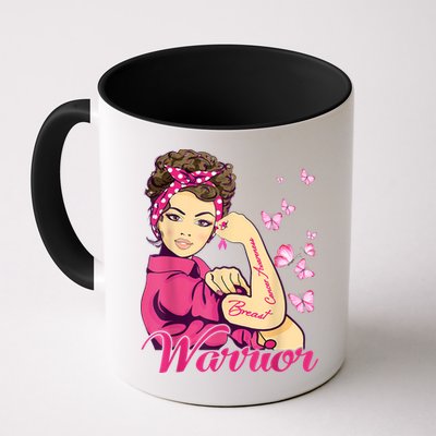 Breast Cancer Warrior Rosie Riveter Pink Ribbon Unbreakable Mug