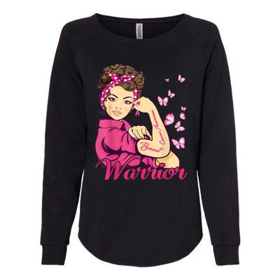 Breast Cancer Warrior Rosie Riveter Pink Ribbon Unbreakable Womens California Wash Sweatshirt